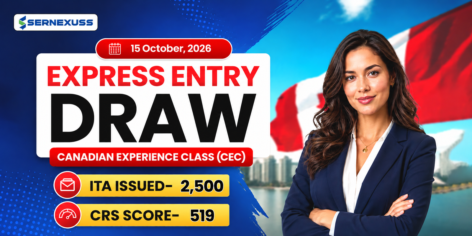 New Express Entry CEC Draw October 15, 2026: IRCC Invites 2,500 Candidates at CRS 519