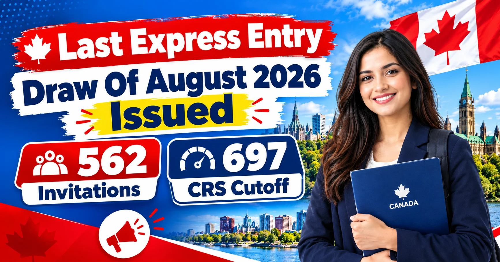 Last Express Entry Draw Of August 2026 Issued 562 Invitations With 697 CRS Cutoff